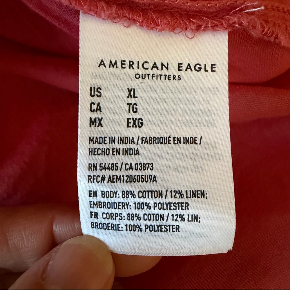 2/$30 American Eagle Outfitters Cotton Linen Pink  Eyelet Tiered Skater Skirt - Picture 7 of 9